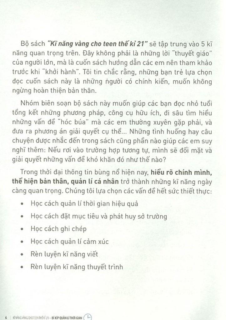 Kĩ Năng Vàng Cho Teen Thế Kỉ 21 - Bí Kíp Quản Lí Thời Gian (Tái Bản 2024)