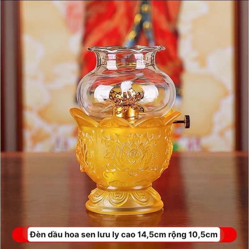 ĐÈN DẦU HOA SEN LƯU LY THỜ CÚNG CAO CẤP