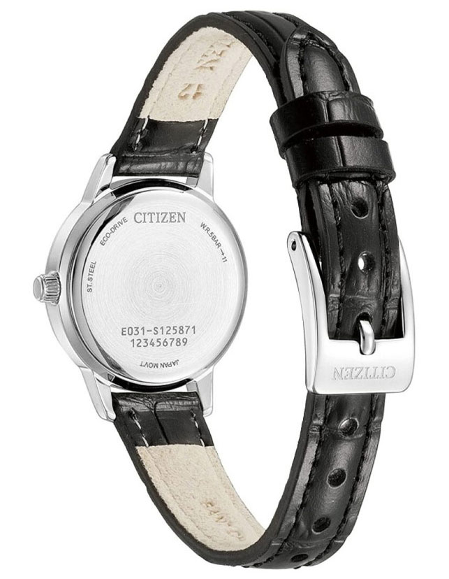 Đồng Hồ Nữ Citizen Dây Da Máy Eco-Drive EM0930-15A - Mặt Trắng