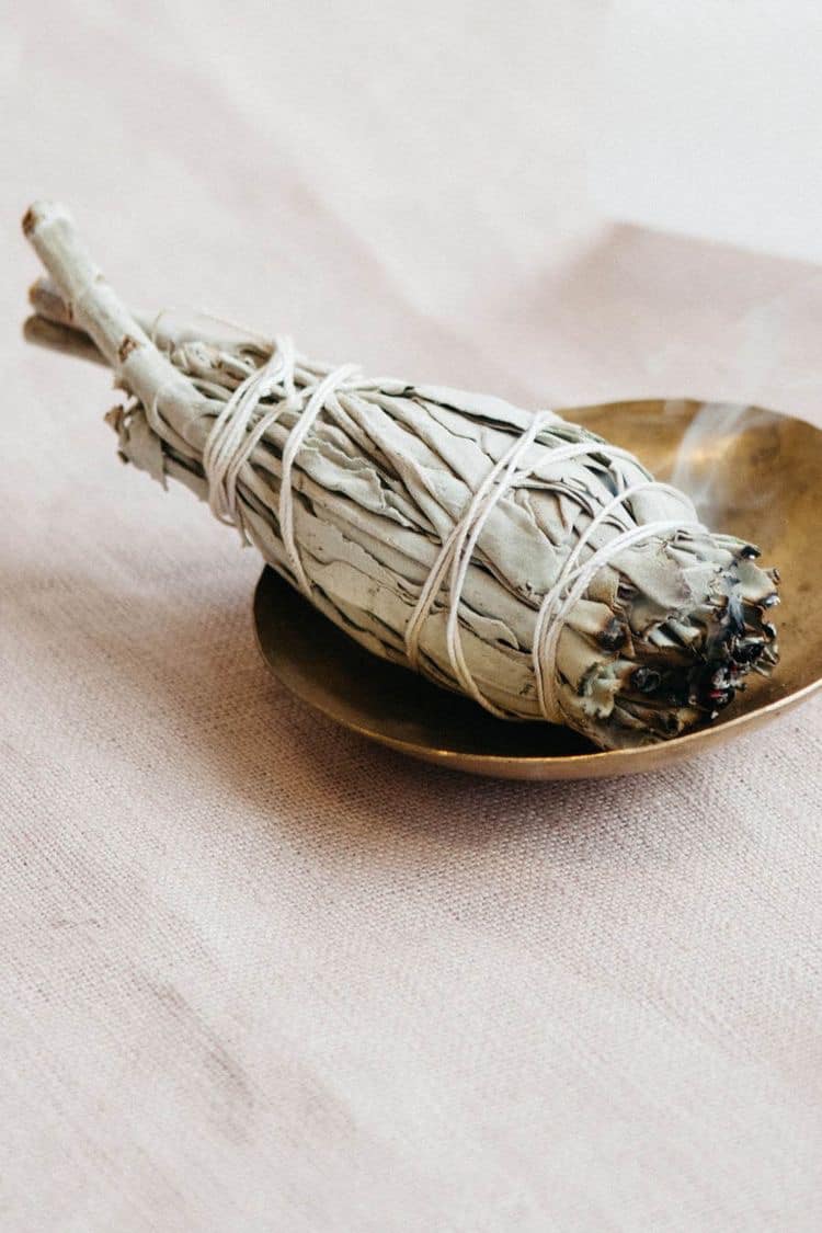 Bó lá xô thơm trắng và lá thánh (white sage + Yerba Santa)