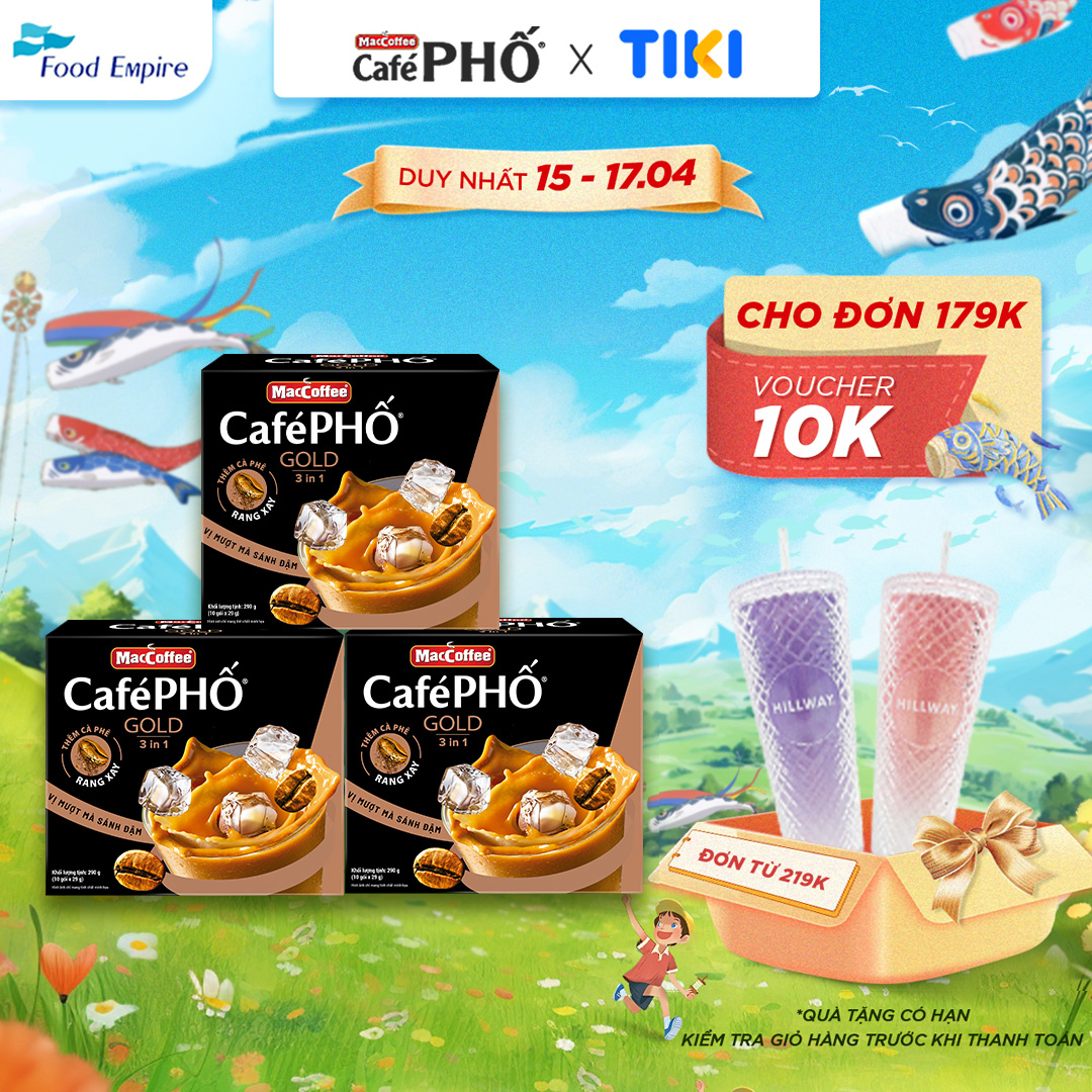 Combo 3 Hộp Cà phê Phố sữa đá GOLD - MacCoffee (hộp 10 gói x 28g)