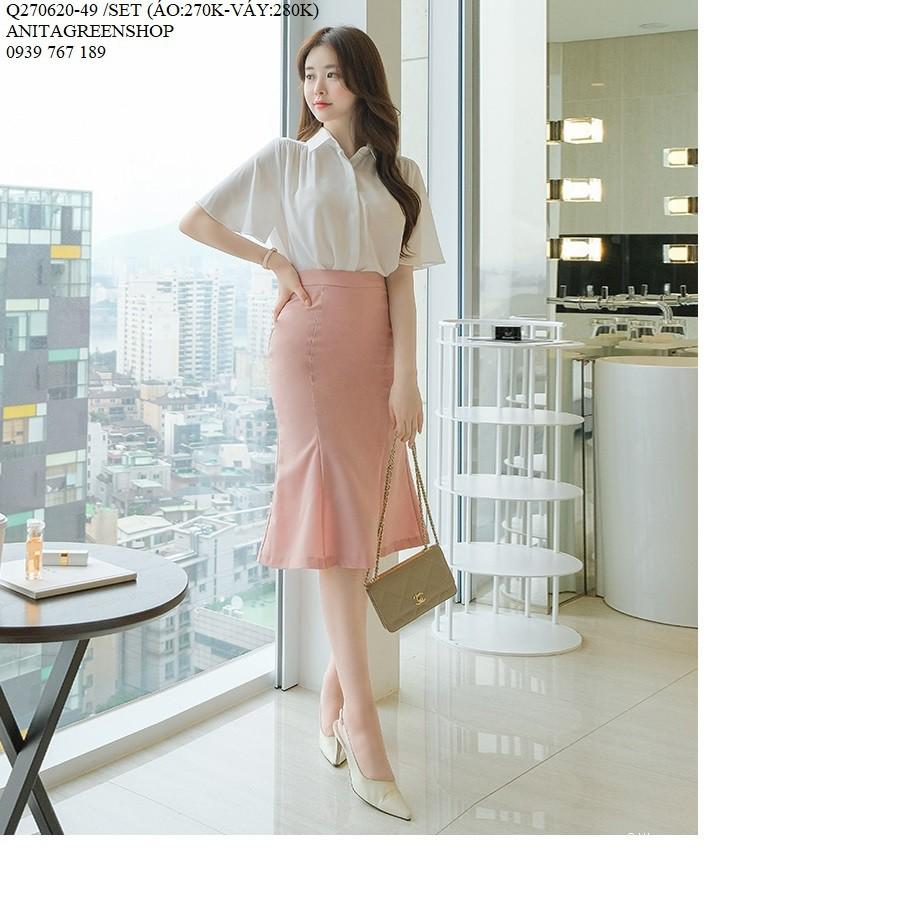 Q270620 SET ÁO SƠ MI VOAN PHỐI CHÂN VÁY