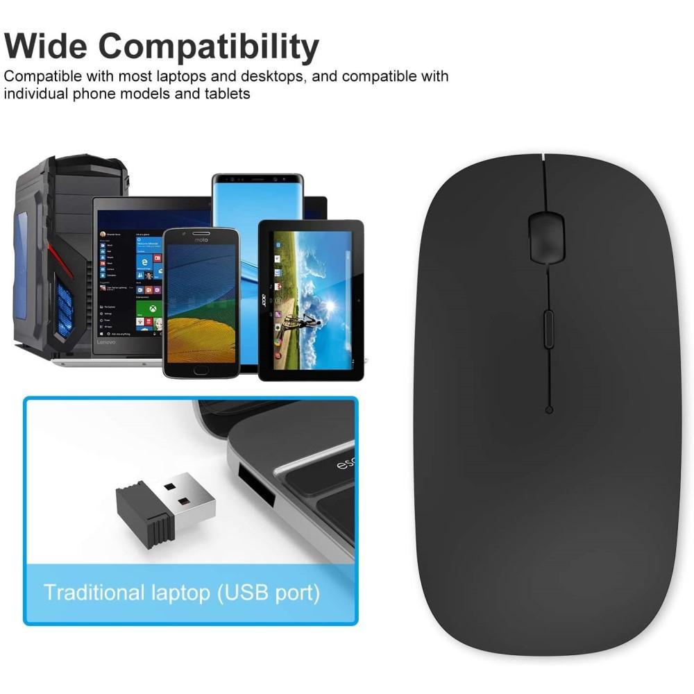 Bluetooth 4.0 + 2.4G Không Dây Hai Chế Độ Sạc 2 Trong 1 Chuột 1600 DPI Công Thái Quang Di Động Chuột Cho laptop Máy Tính Bảng