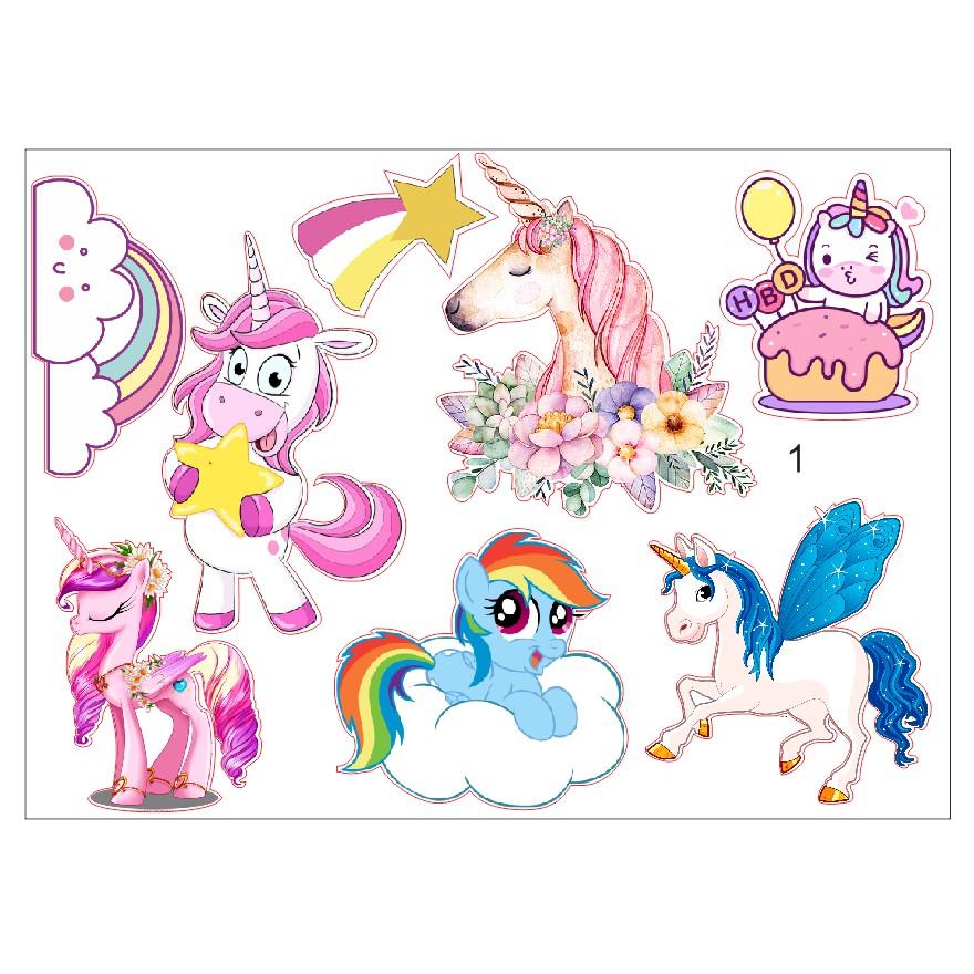 Sticker decal dán trang trí bộ sưu tập unicorn ngộ nghĩnh, đồ chơi cho bạn nhỏ, decan unicorn a5