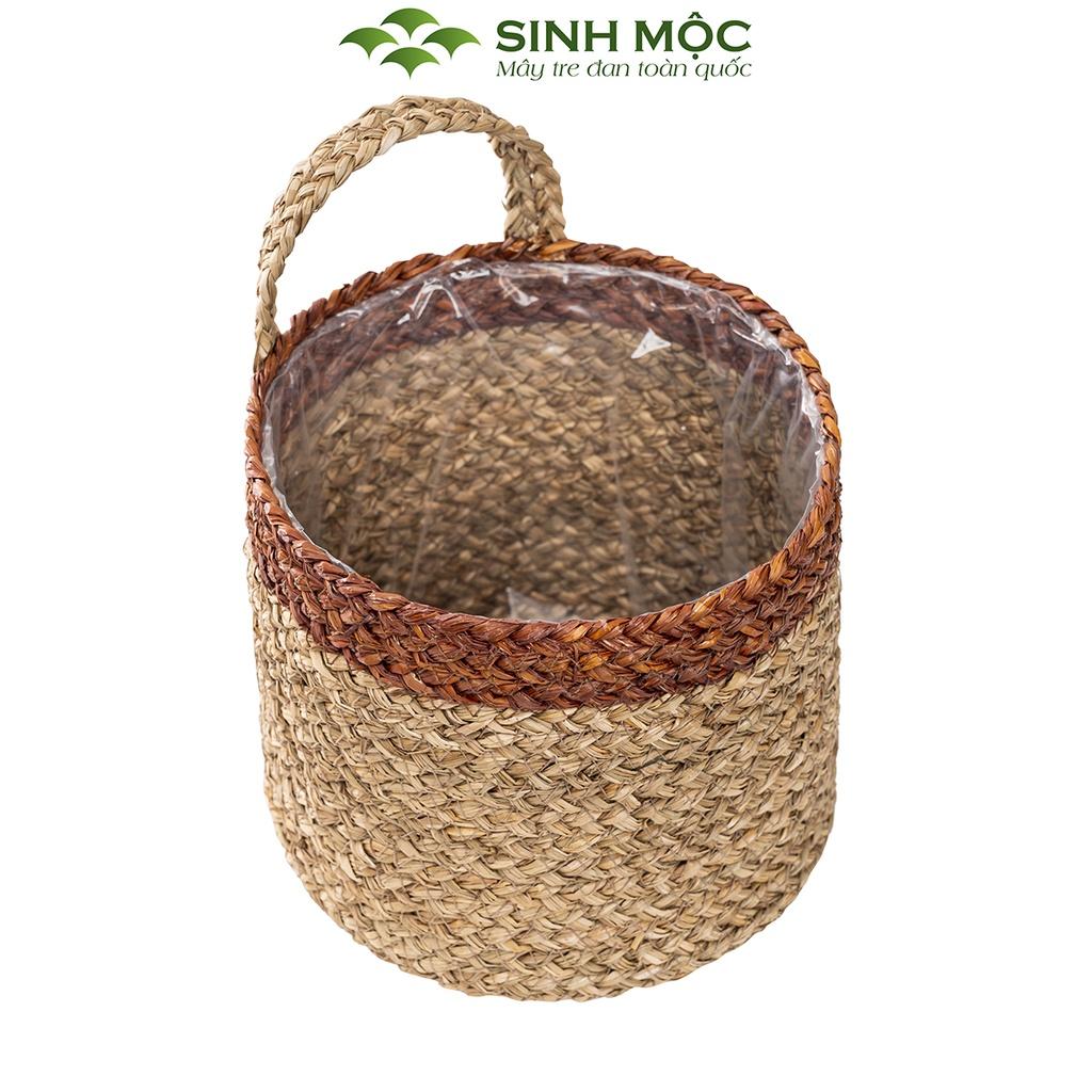 Giỏ cói trồng cây, giỏ cói đựng đồ, giỏ mây tre đan Sinh Mộc thân thiện với môi trường - M1004