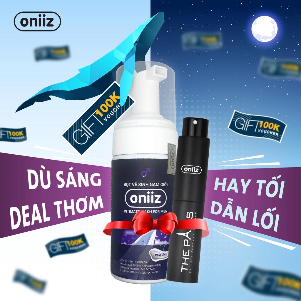 Combo hoàn hảo Oniiz - Bọt vệ sinh nam giới dung dịch tạo bọt mịn 100ml &amp; Nước hoa nam giới THE PARIS &amp; THE MIAMI 10ml