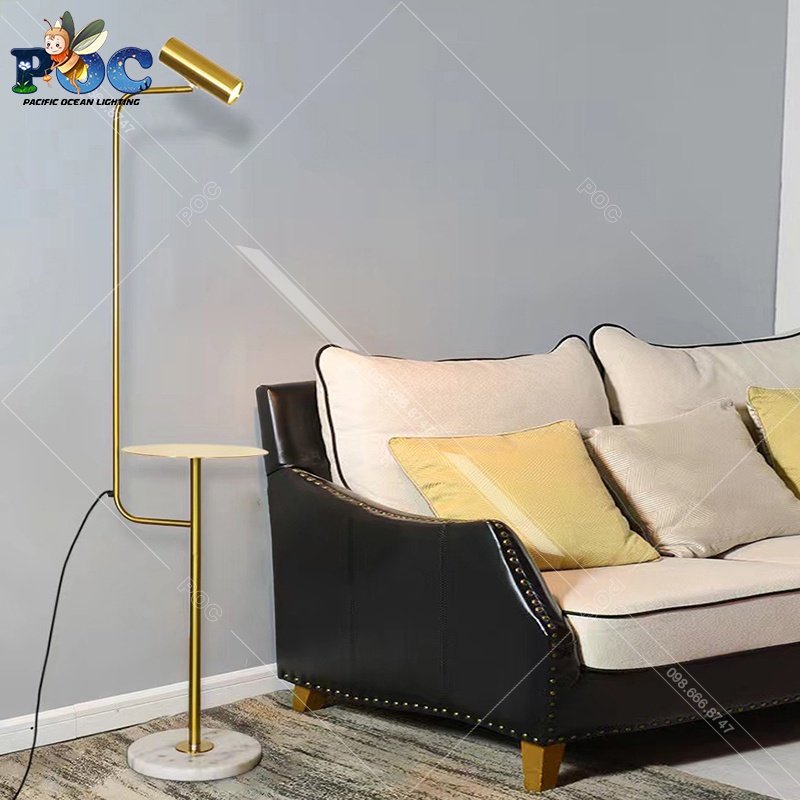 Đèn Cây Đọc Sách Trang Trí Phòng Khách Thân Hợp Kim Mạ Vàng Sang Trọng ML560 Đèn Sàn Đứng Góc Sofa Kiểu Dáng Hiện Đại