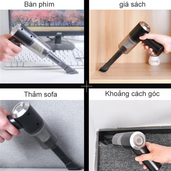 Máy Hút Bụi Cầm Tay Mini, Hút Bụi Không Dây Đa Năng Lực Hút Siêu Mạnh 9000 Pa Sử Dụng Hút Bụi Ô Tô,Bụi Giường