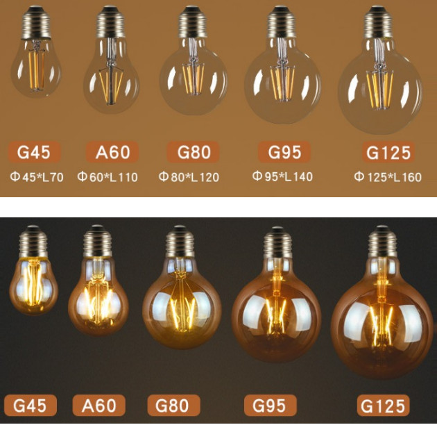 Bộ 8 bóng đèn Led Edison A60 6W đui E27.