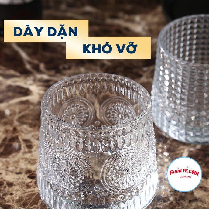 Set 6 cốc đế lồi sang trọng cao cấp kèm hộp - Ly thủy tinh đế lồi xoay dễ dàng, họa tiết hiện đại, decor gia đình 01539