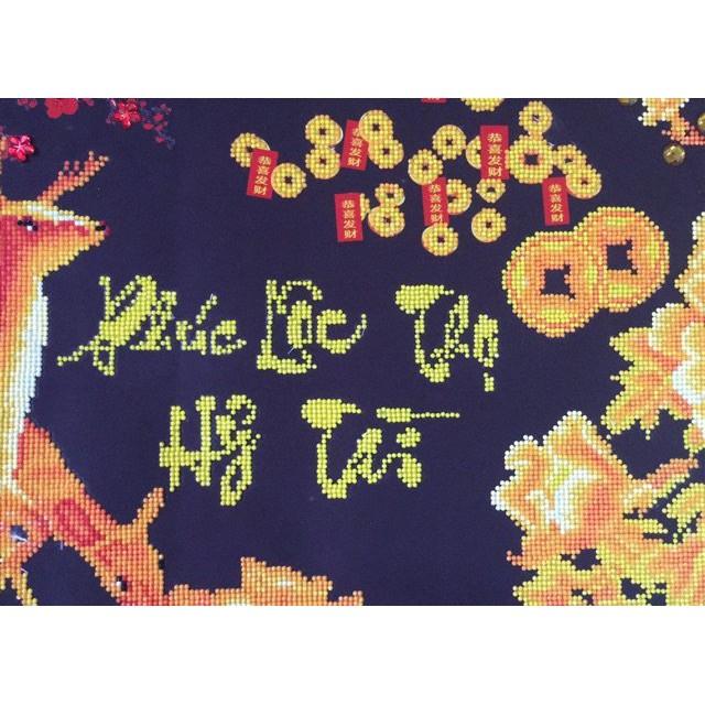 Tranh Đính Đá PHÚC LỘC THỌ HỶ TÀI . Kích Thước: 1m x 50cm