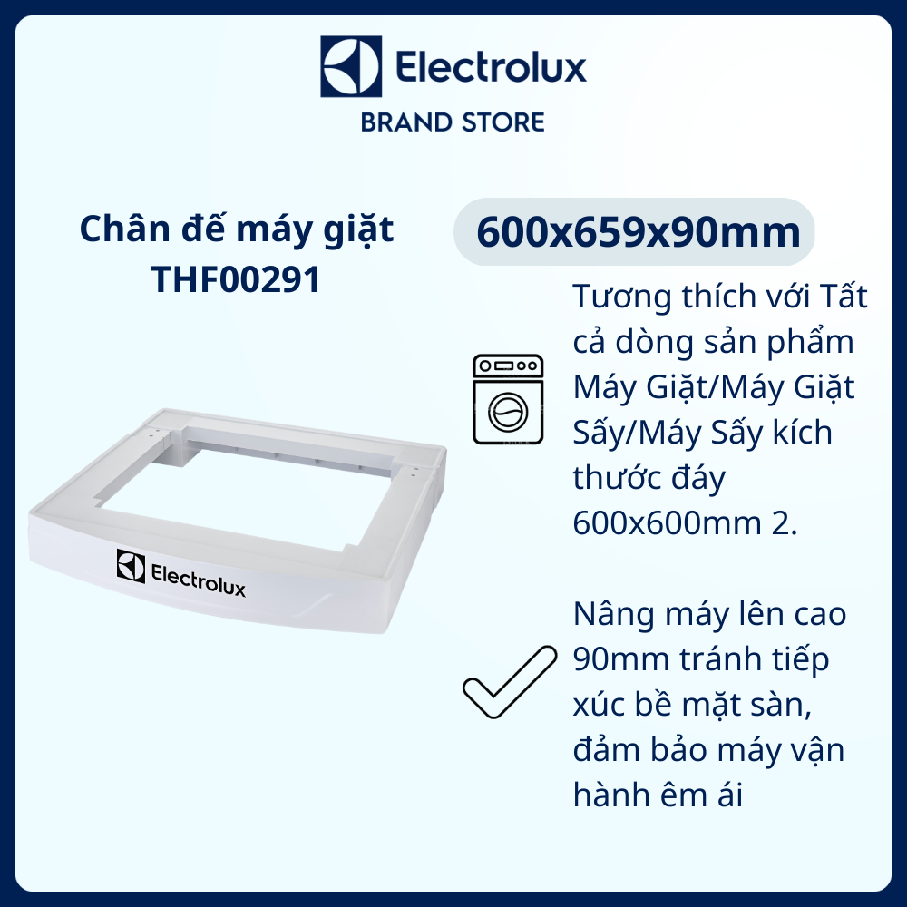 Chân đế máy giặt Electrolux nâng máy lên cao tránh tiếp xúc bề mặt sàn giảm tiếng ồn, giảm rung lắc [Hàng chính hãng]