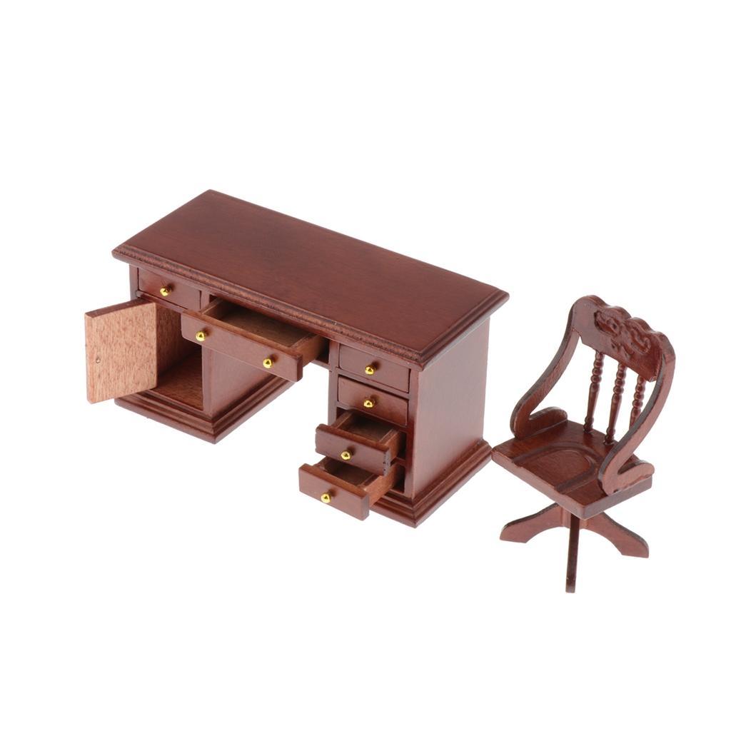 1/12 Dollhouse Miniature Wooden Bedroom Furniture Kit Chair Decor