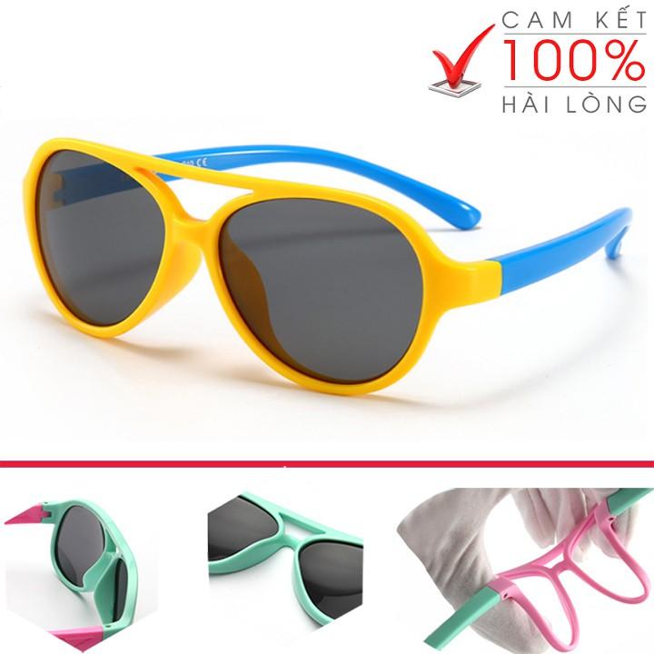 Mắt kính thời trang cho bé gọng dẻo chống bể vỡ chống UVA UVB