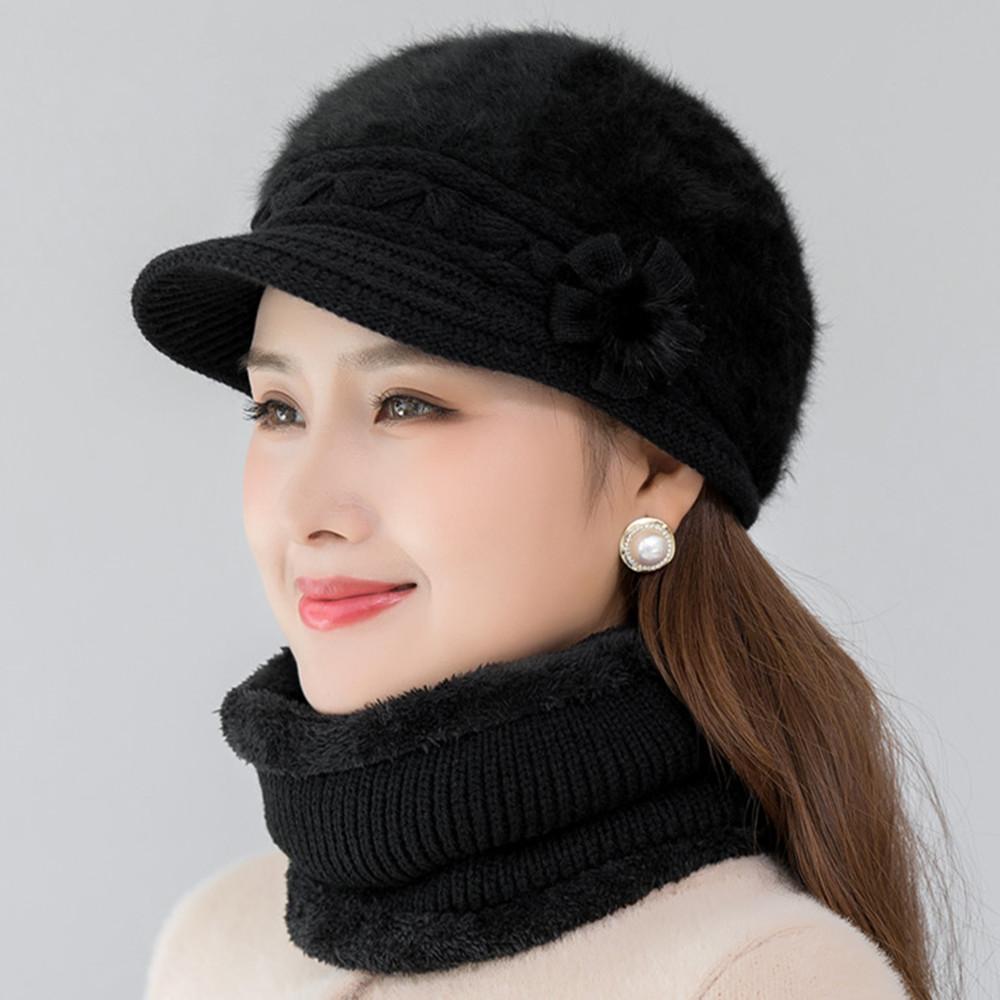 Phụ Nữ Mới Mùa Đông Mũ Giữ Ấm Nắp Thêm Lông Lót Mũ Và Khăn Bộ Mũ Ấm Áp Cho Nữ Áo Thỏ bộ Lông Mùa Đông Nón Len