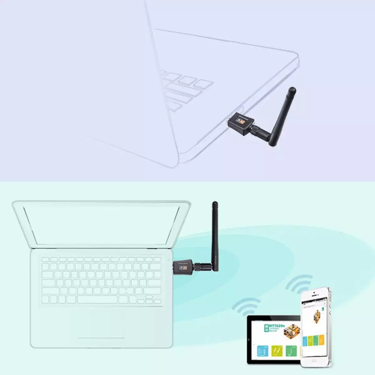Bộ Chuyển Đổi USB thu Wifi 600Mbps băng tần kép 5GHz không dây, Biến laptop máy bàn thành điểm thu phát wifi tốc đô cao Chuẩn 5G