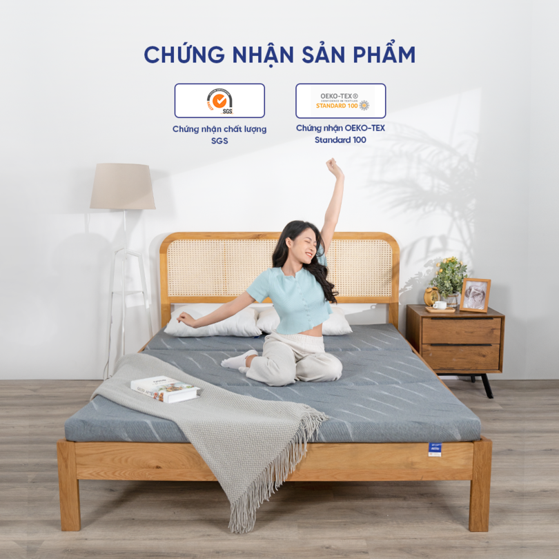 Nệm foam Goodnight Akita gấp 3 êm ái, cải thiện tình trạng đau mỏi cột sống, cuộn hút gọn nhẹ và dễ dàng di chuyển