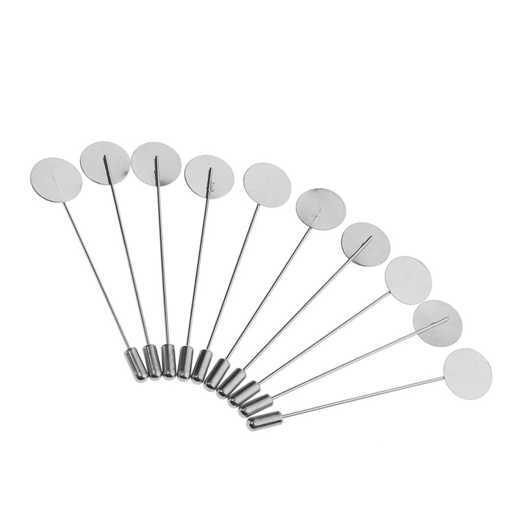 3x10Pcs Silver Lapel Stick Pin Base Brooch Glue on Collar Suit Lapel Pin 15mm