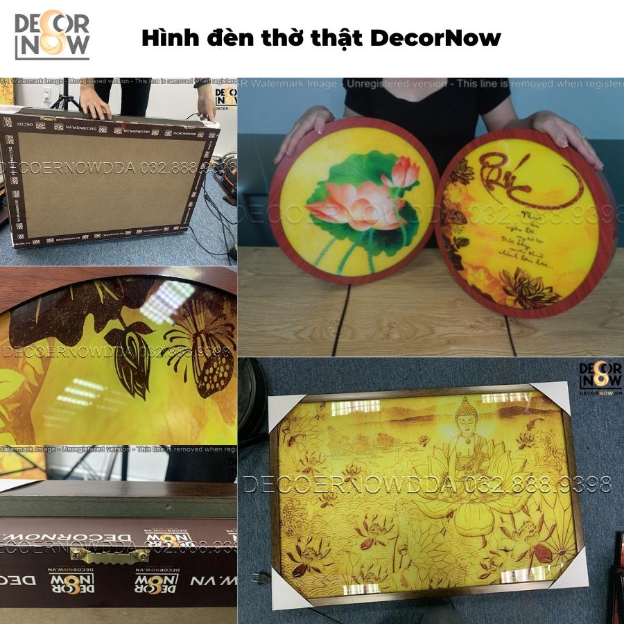 Đèn hào quang phật in tranh trúc chỉ DECORNOW 20,30,40 cm, trang trí bàn thờ, hào quang trúc chỉ HOA SEN, DCN-14