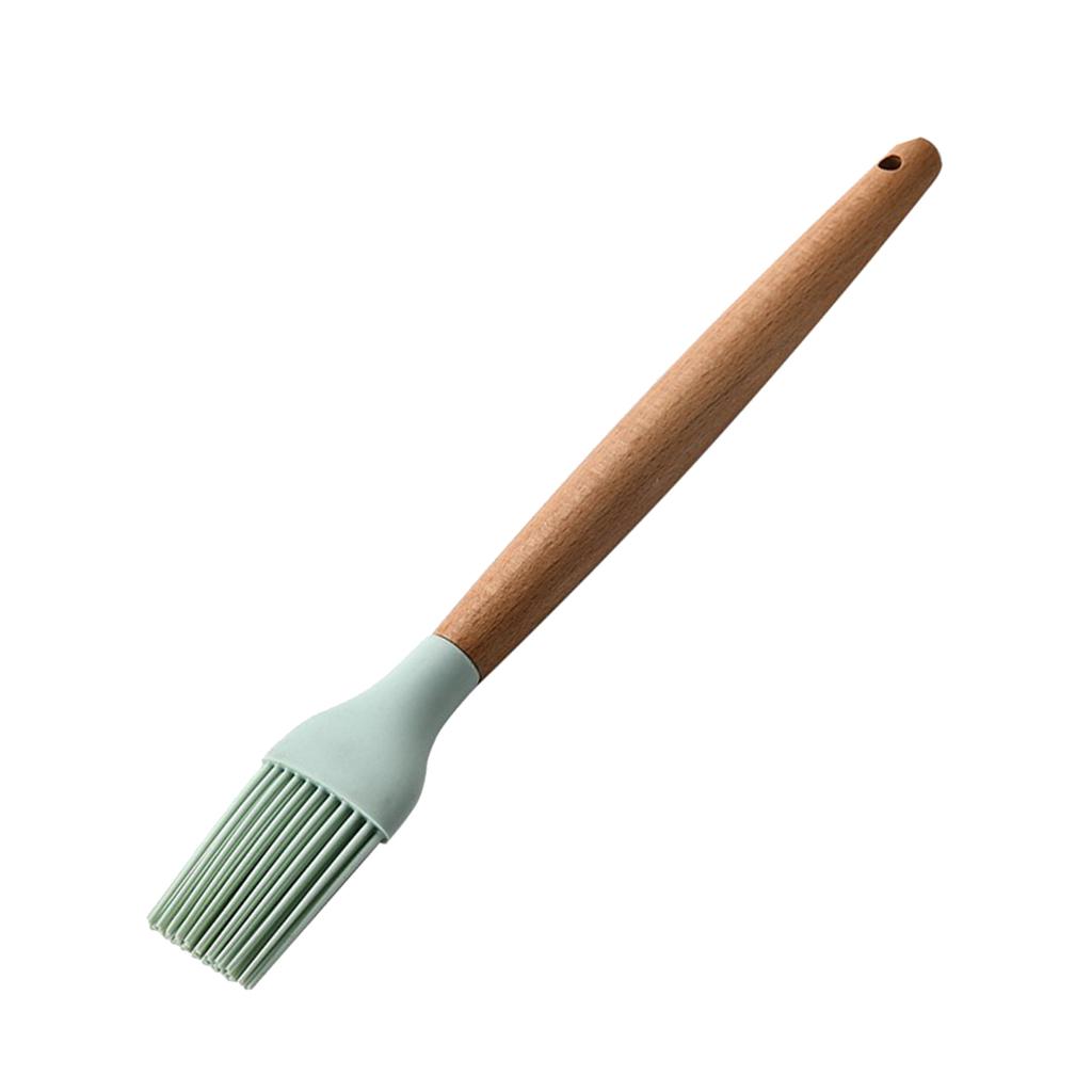 Silicone Non Stick Bếp Nấu ăn Dụng Cụ đặt Tay Cầm Bằng Gỗ