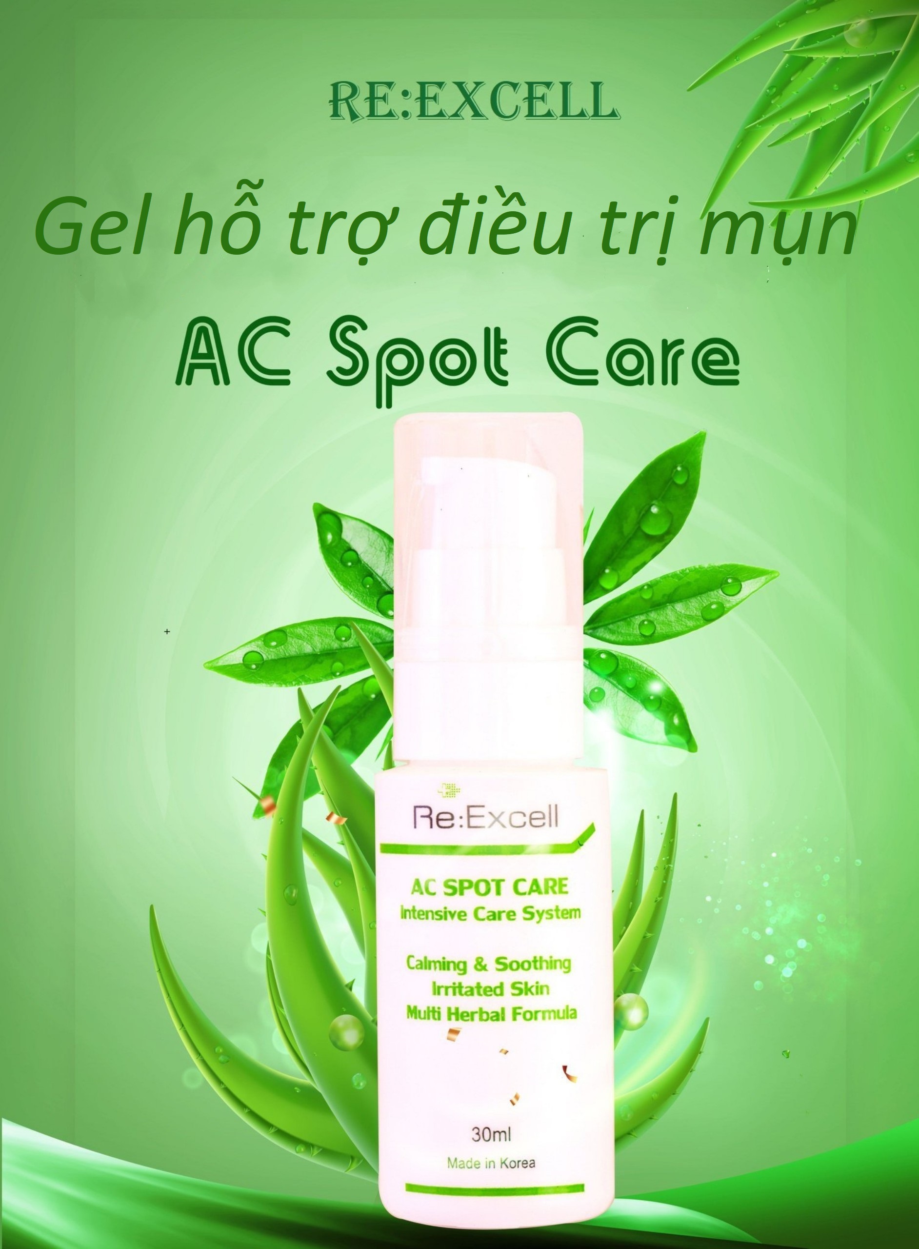 Gel hỗ trợ trị mụn Re:Excell AC Spot Care xuất xứ Hàn Quốc nhập khẩu chính ngạch và phân phối độc quyền