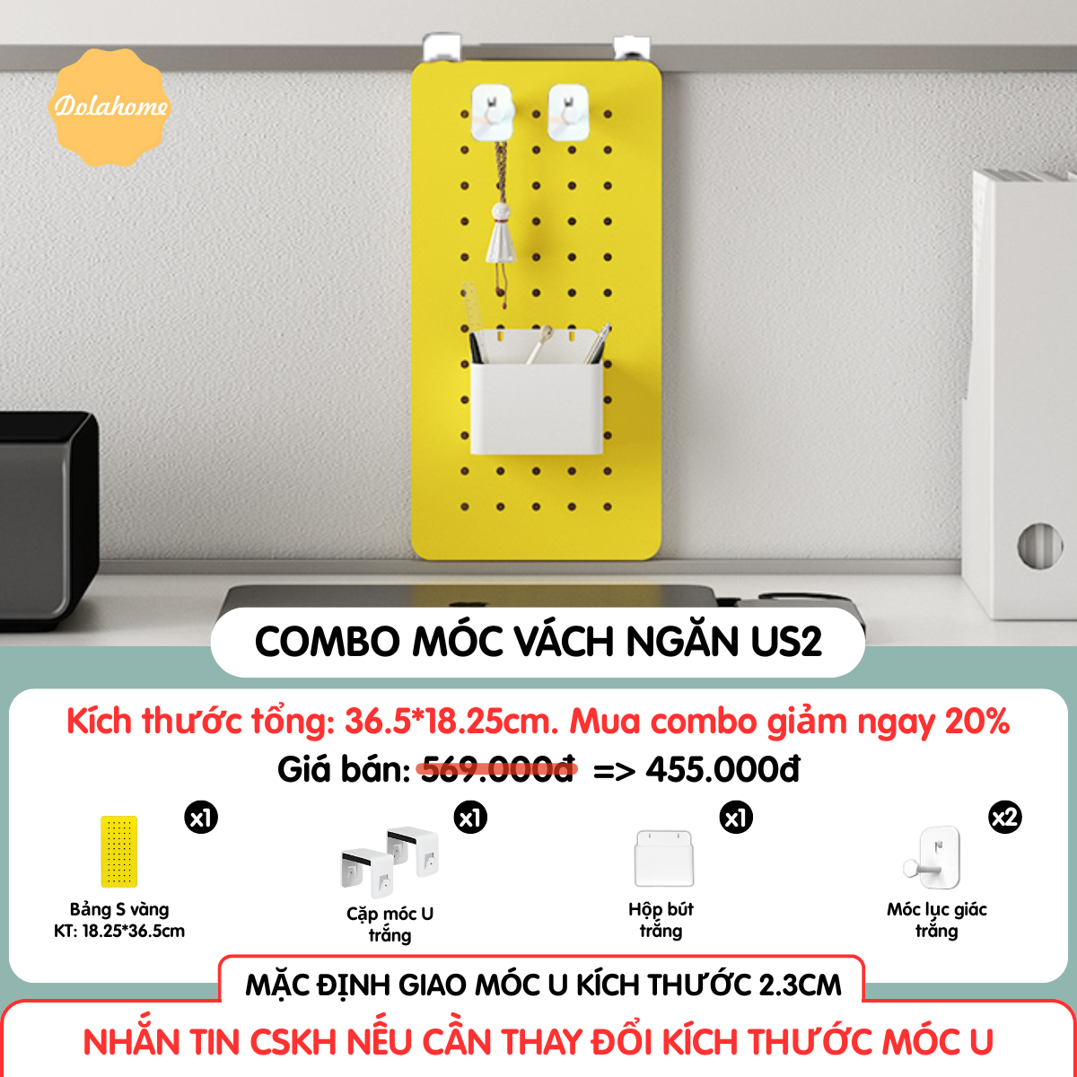 Bảng lỗ Pegboard kim lọai Dola Home móc vách ngăn văn phòng làm việc, móc cửa sổ KHÔNG khoan tường