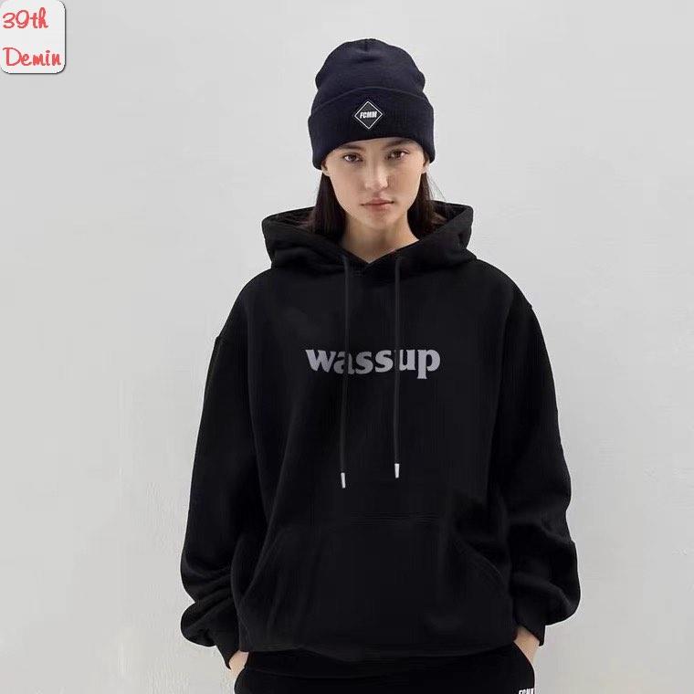 Áo nỉ Hoodie phong cách Hàn Quốc in chữ WASS UP chất NỈ COTTON lót BÔNG unisex nam nữ