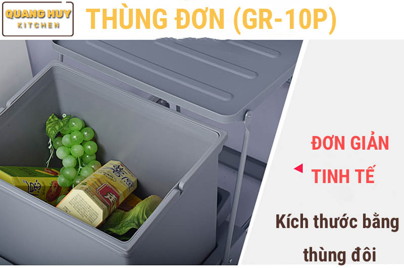 Thùng rác âm tủ bếp nhấn mở tự động cam kết chính hãng Grob