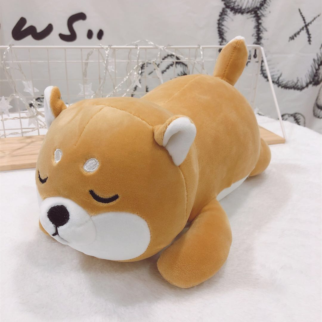 Gấu Bông Gối Ôm Hình Shiba Inu Nằm Ngủ Siêu Dễ Thương Vải 3D Siêu Mịn 50cm Quà Tặng Độc Lạ