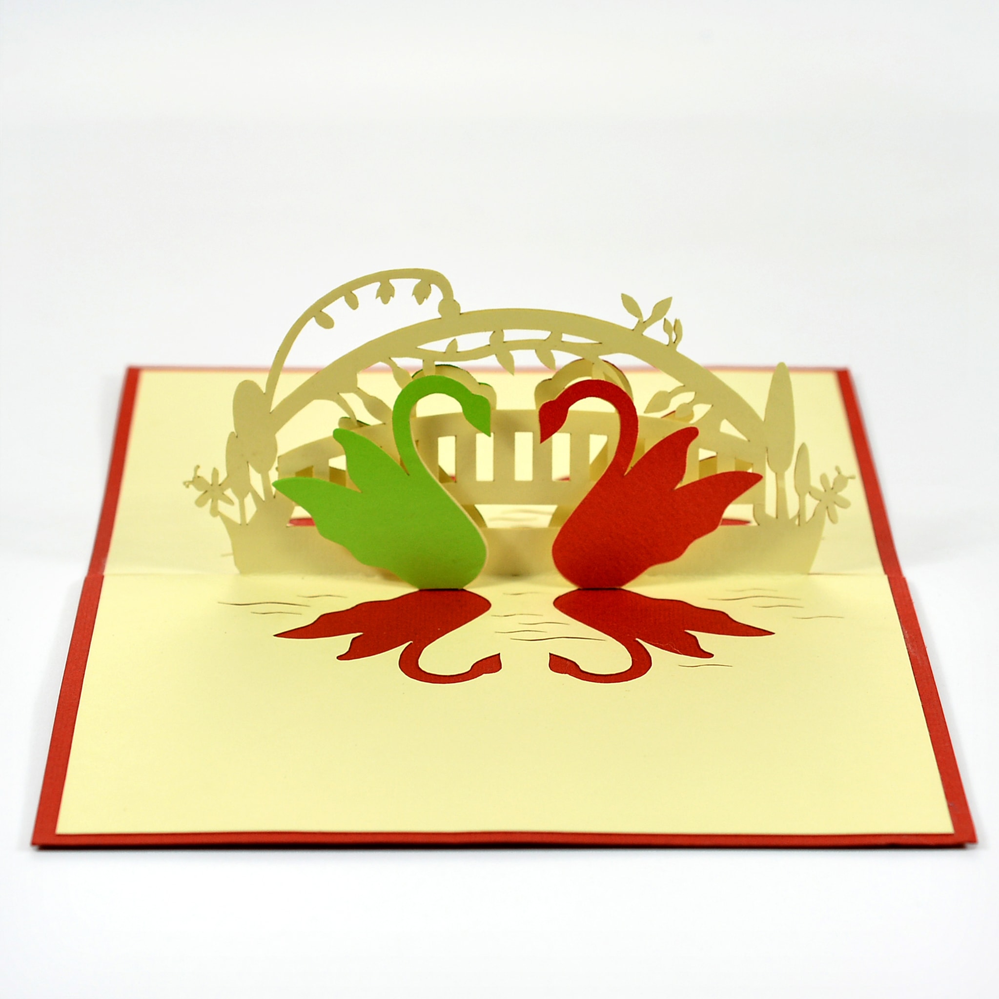 Thiệp Handmade đôi thiên nga bên hồ size 10x15cm AN020
