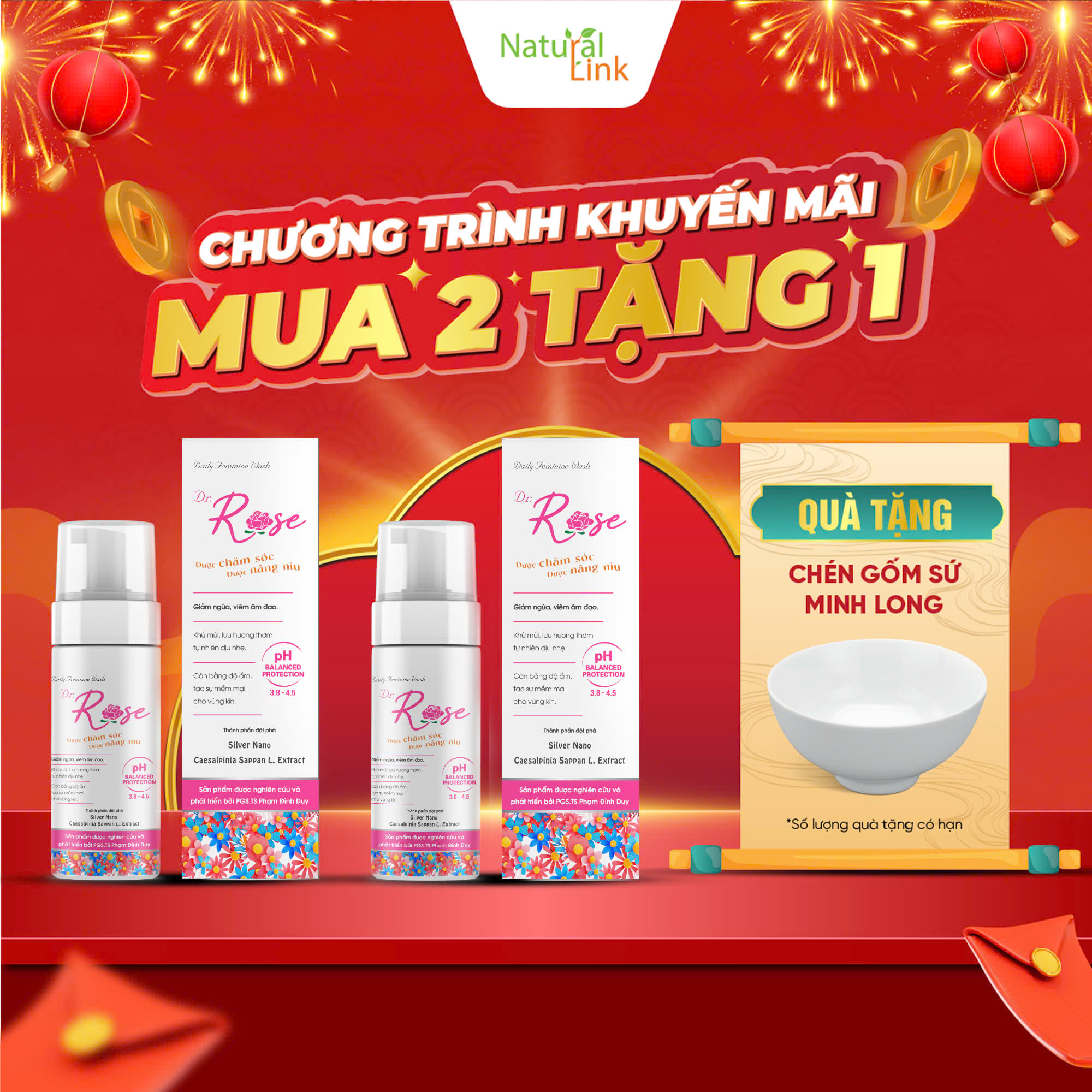 Dung dịch vệ sinh phụ nữ dạng bọt DR.ROSE  