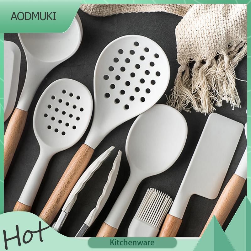 Đặc Biệt Thìa Đũa Cho Không Dính Tay Cầm Gỗ Trắng Dẻo Silicone Đồ Dùng Nhà Bếp Nhà Bếp Dụng Cụ Nấu Ăn Nhà Bếp Phụ Kiện