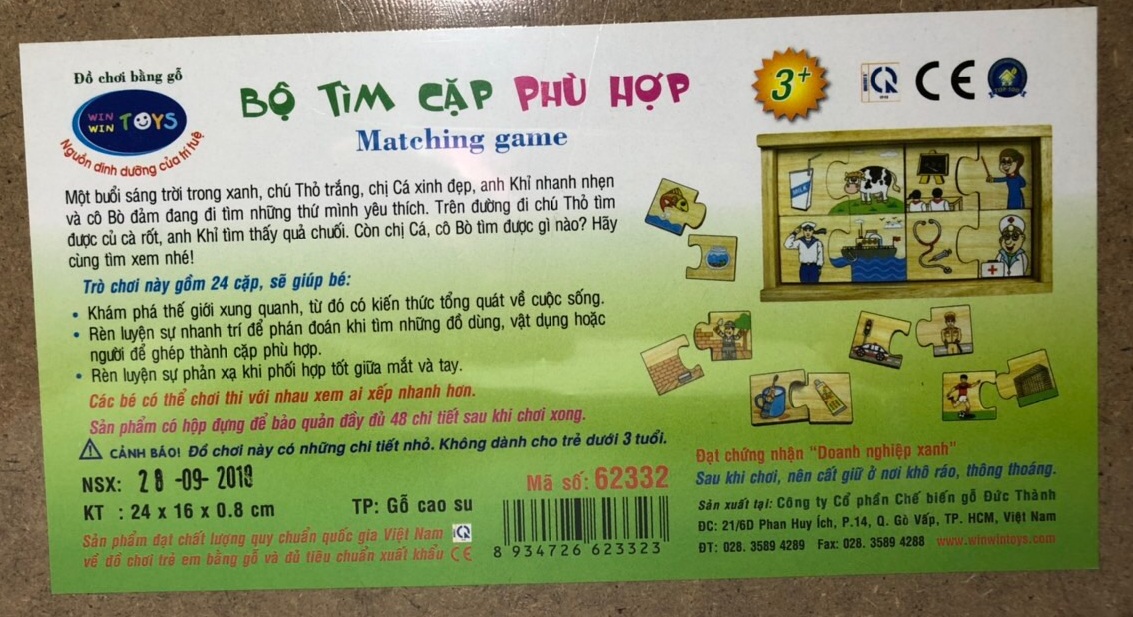 Đồ chơi gỗ - xếp hình trí tuệ: tìm hình phù hợp