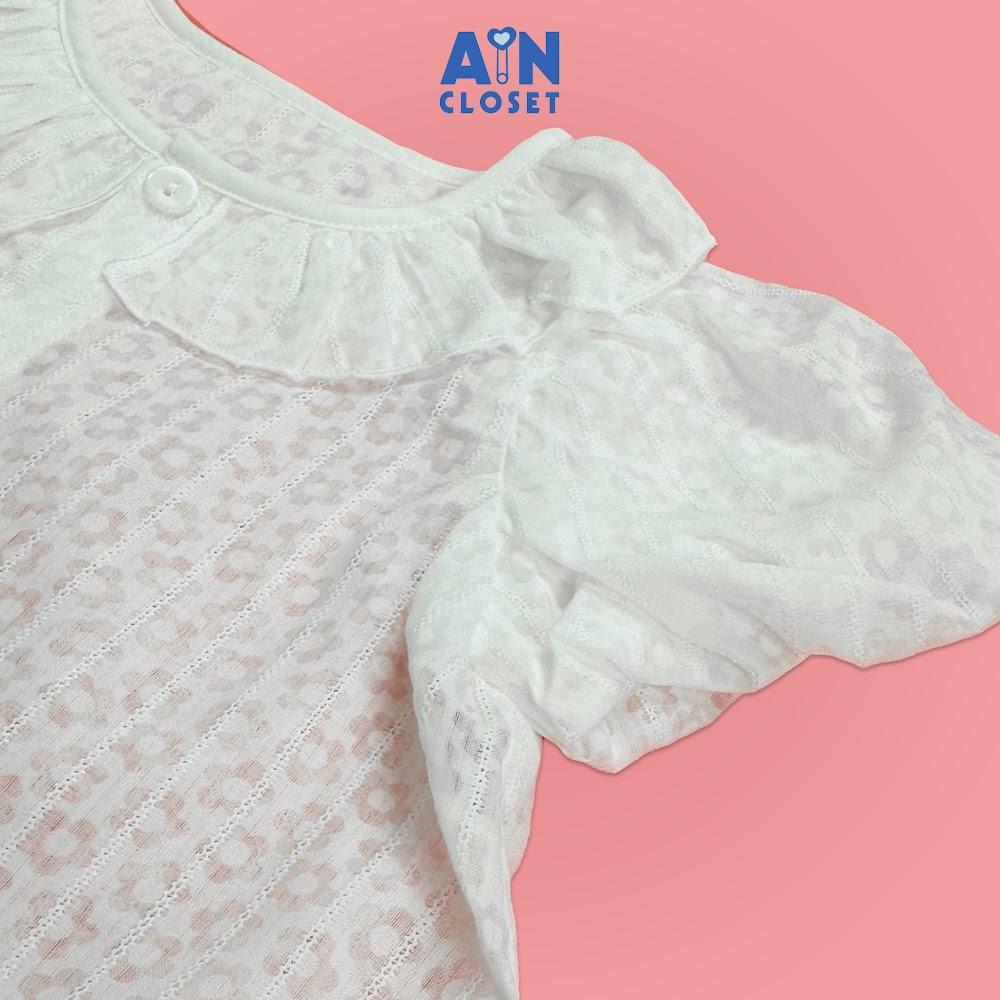 Áo Sơ mi Ngắn tay bé gái họa tiết Hoa Cẩm Cù trắng tay phồng cotton boi - AICDBGXJU3PW - AIN Closet