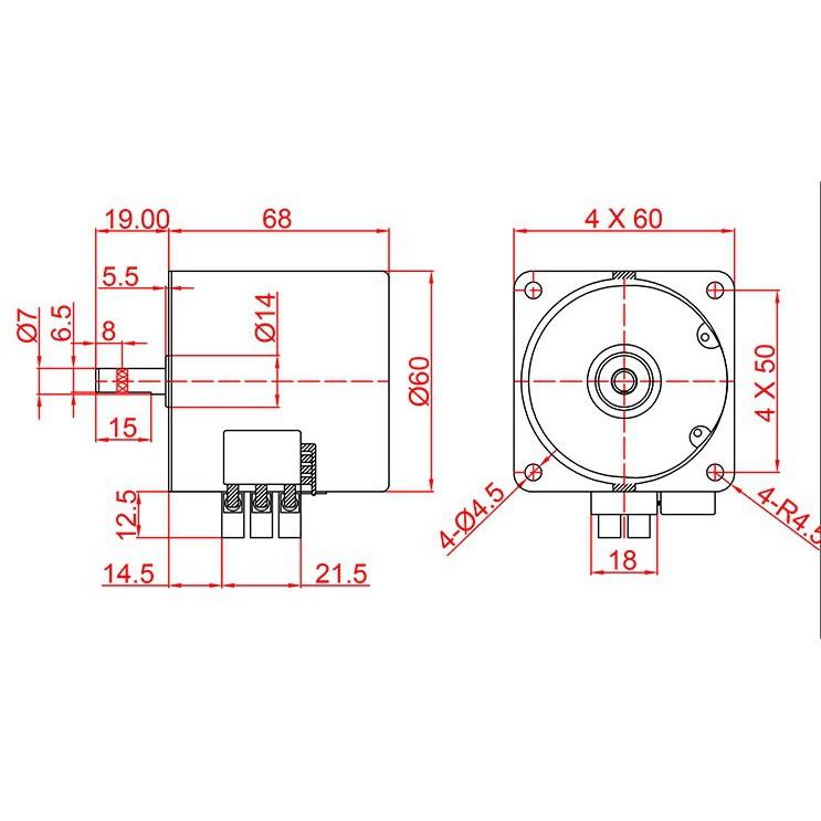 Mô tơ giảm tốc 220v 68KTYZ 28W