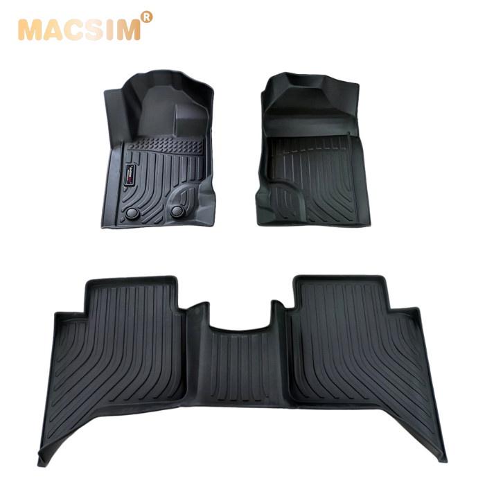 Thảm lót sàn xe ô tô Ford Ranger/ Raptor 2012-2021Nhãn hiệu Macsim chất liệu nhựa TPE cao cấp màu đen