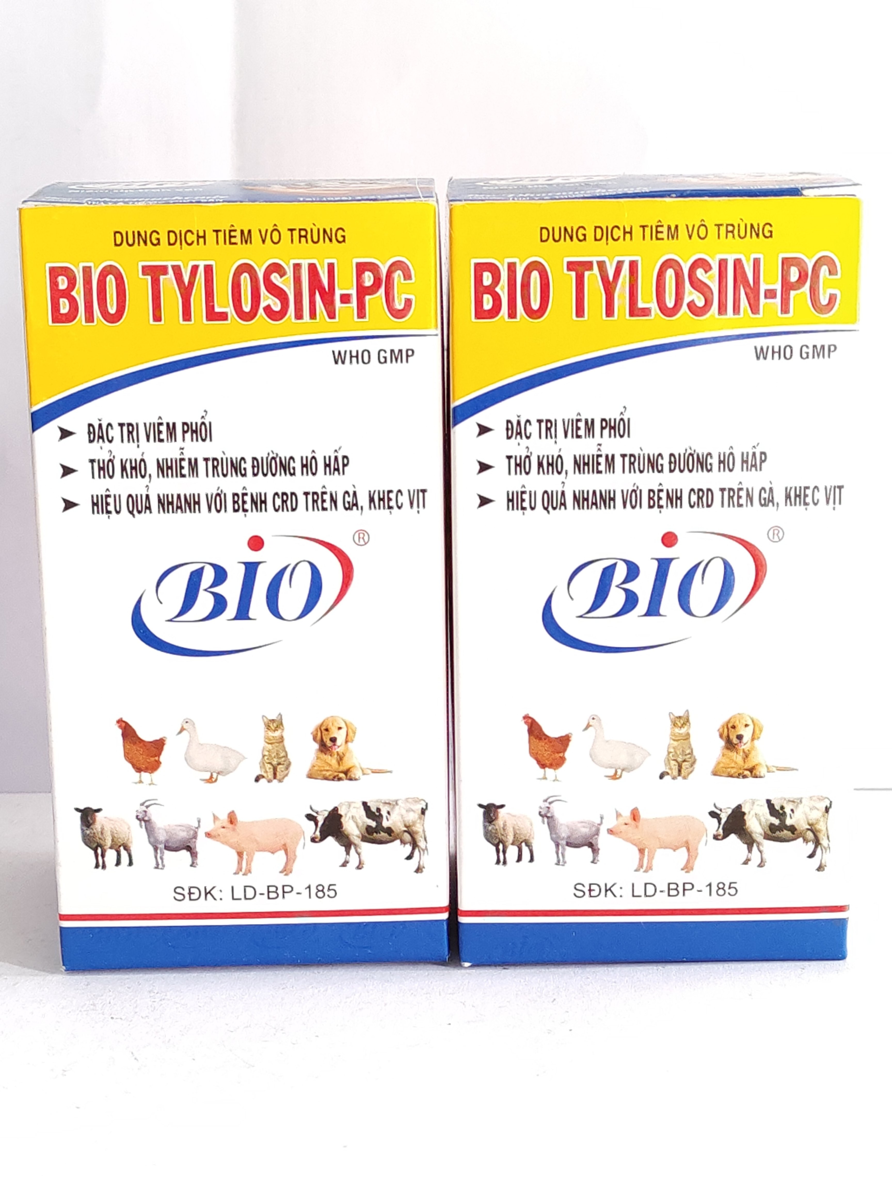 BIO TYLOSIN PC 100ml Dung dịch tiêm vô trùng chuyên viêm phổi, thở khó, nhiễm trùng đường hô hấp, CRD trên gà, khẹc vịt