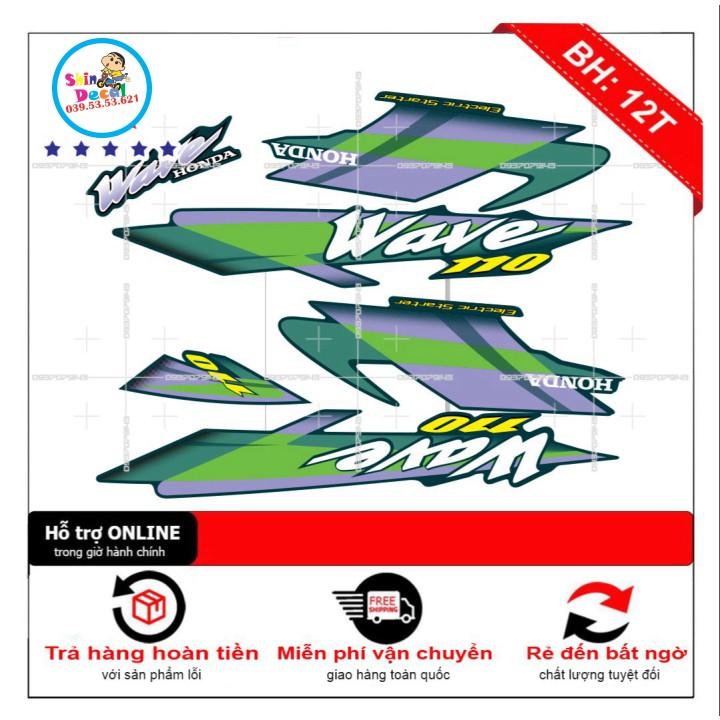Tem rời wave nhỏ đời đầu dán xe xanh nhớt