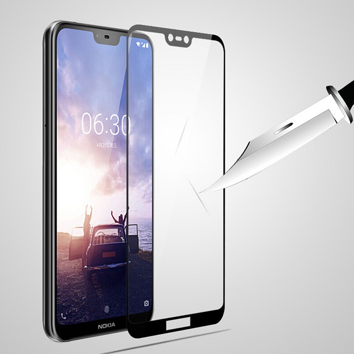 Dán kính cường lực full 5D tràn màn hình dành cho Nokia 5.1 Plus phủ màu