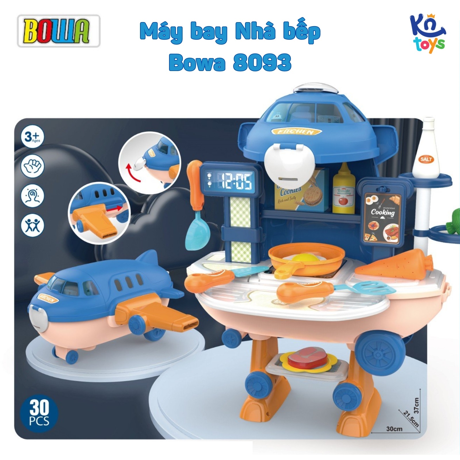 Bộ Đồ Chơi Hướng Nghiệp Nhập Vai Bowa 8093 - Máy Bay Nhà Bếp 30 chi tiết 2 in 1