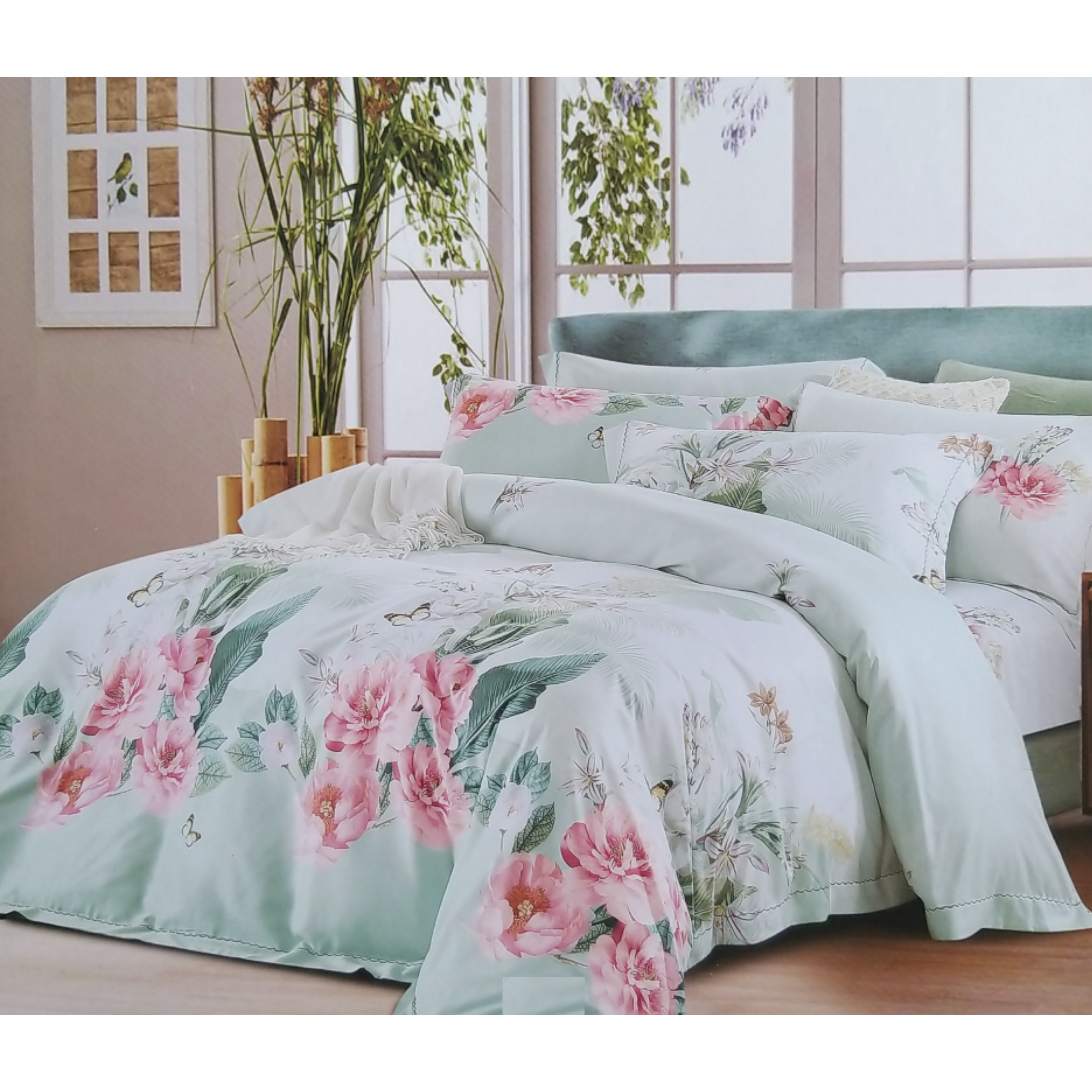 Bộ chăn ga Tencel Hàn Quốc - Trà xanh
