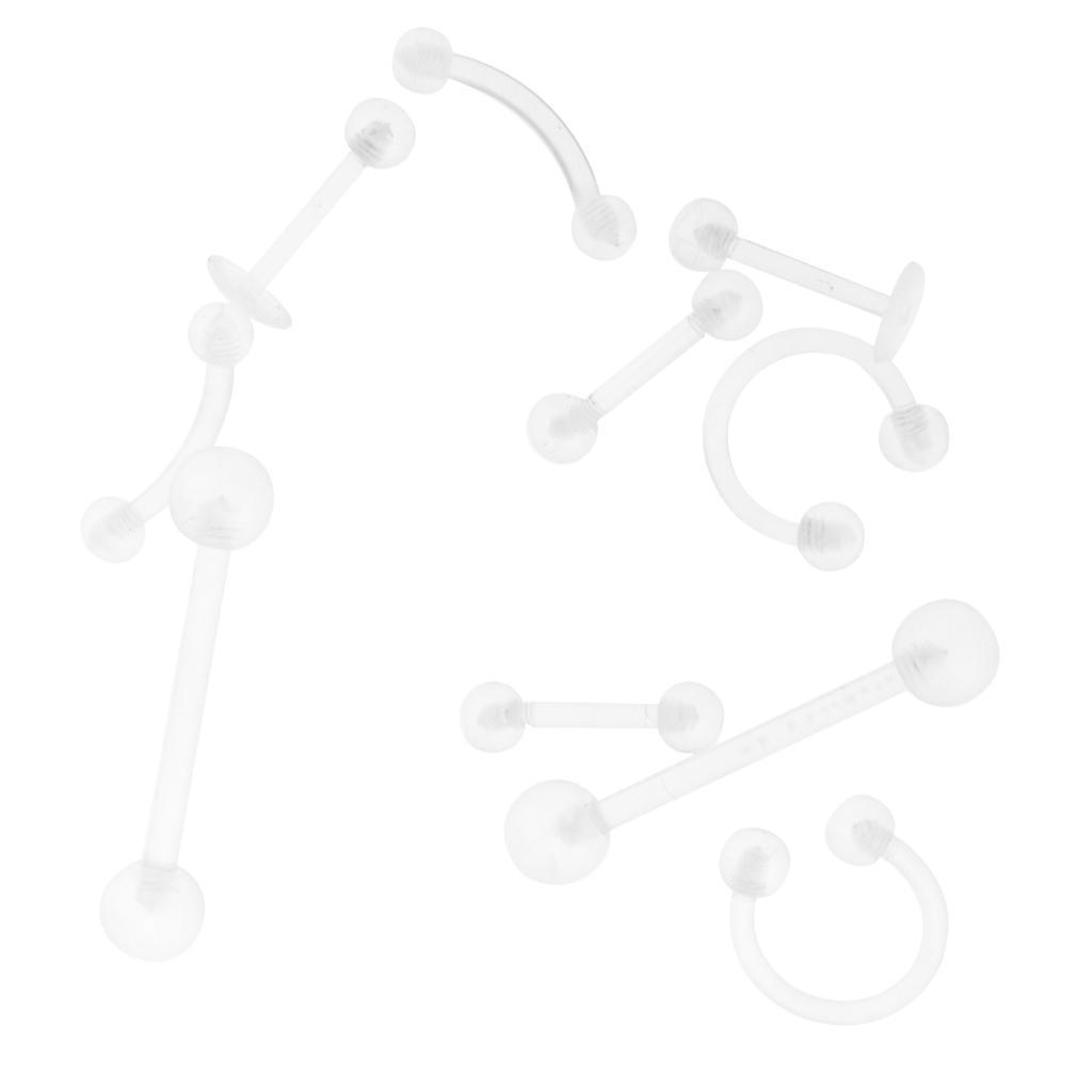 20Pcs Nose Stud Eyebrow Ring Acrylic Lip Bar Labret Retainer Body Jewelry