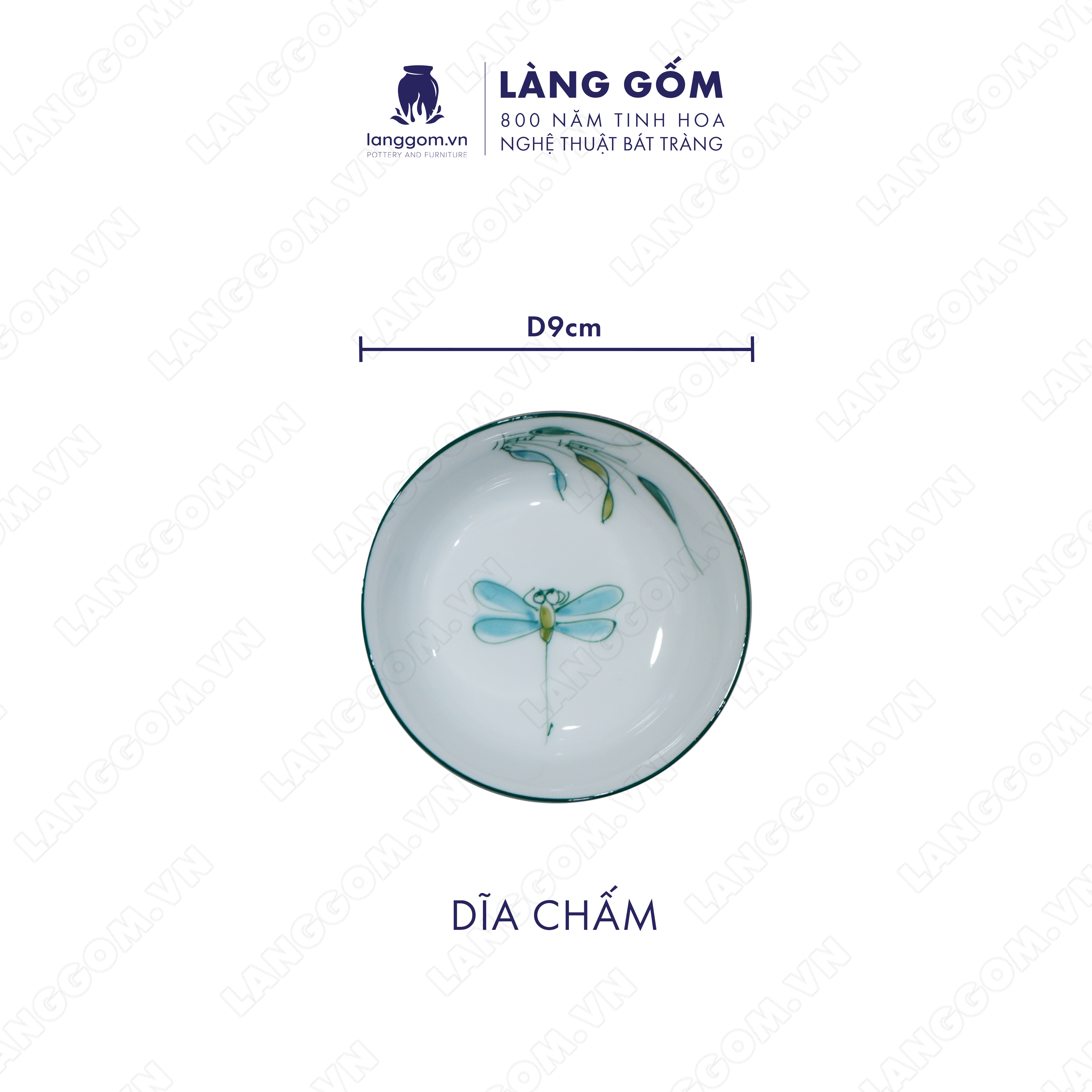 Bộ bàn ăn mặt trời vẽ trúc chuồn - Size: 55cm - Gốm sứ Bát Tràng - langgom.vn
