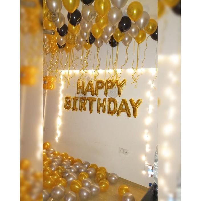 Bộ bóng chữ happy birthday tặng kèm số, 50 vỏ bóng trang trí