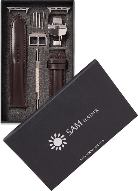 Dây đồng hồ SAM Leather SAM006ABT - Dây da đồng hồ Apple Watch 38/40 – 42/44, dây đồng hồ da bò Size 20mm/22mm, Dây đeo đồng hồ phù hợp các loại ( Swatch, Apple 1,2,3,4,5, Iwatch và đồng hồ cổ điển )