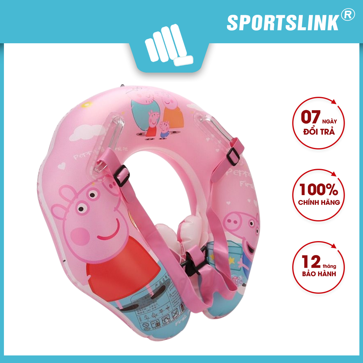 Phao tập bơi thiết kế chống lật có dây đai điều chỉnh an toàn cho trẻ PQ-25 Sportslink