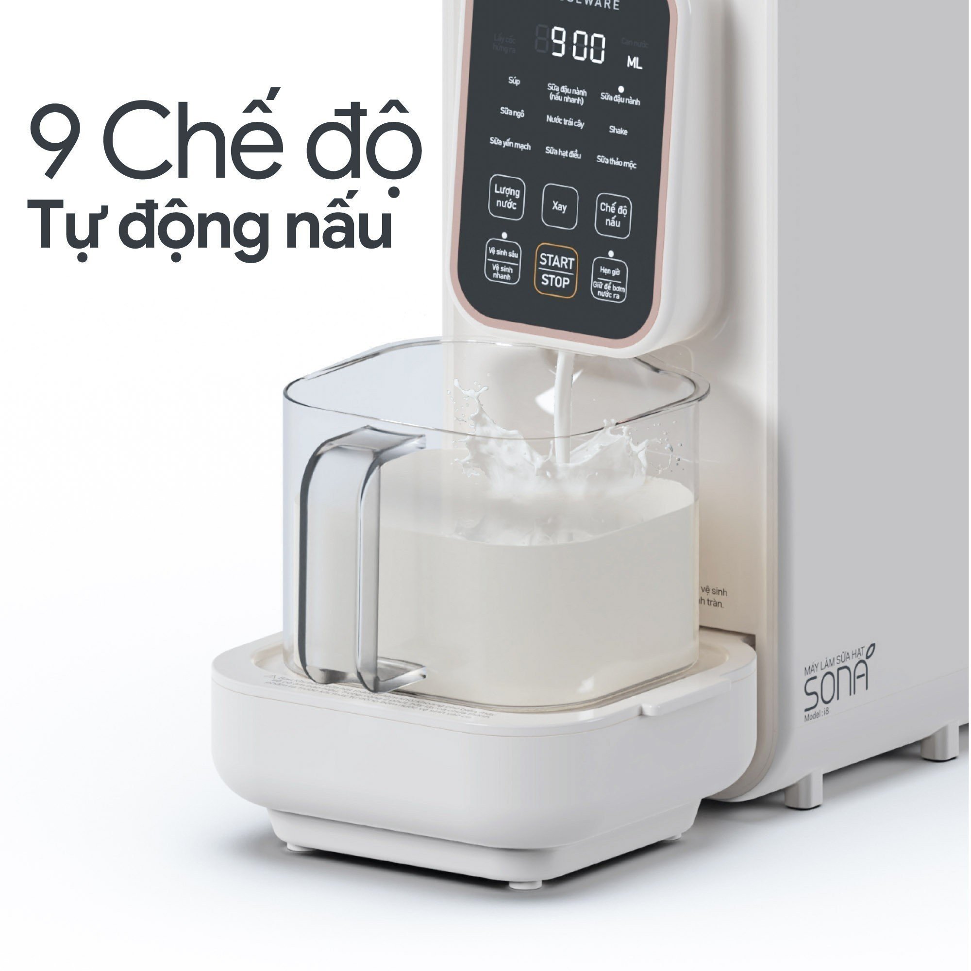 Máy Làm Sữa Hạt Tự Động cho 2GOOD SONA i8 (1,2 Lít) - Tự Động Nấu, Tự Động Vệ Sinh