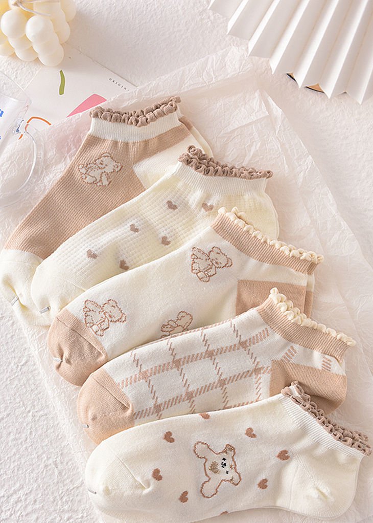 Set 5 đôi tất cho bạn gái siêu xinh chất cotton siêu mềm