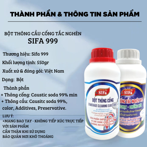 Bột thông cống Victory's Sifa999, 550gr siêu mạnh, chuyên dụng thông tắc cầu cống cực mạnh