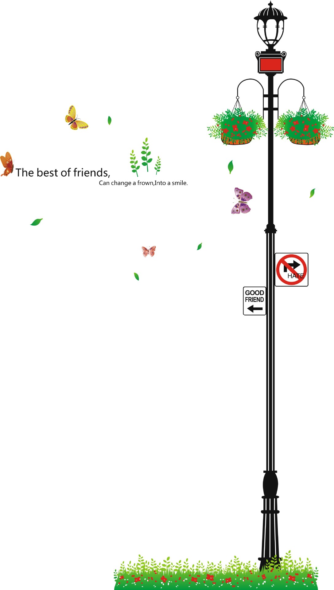 Decal dán tường cột đèn dễ thương AmyShop DKN092